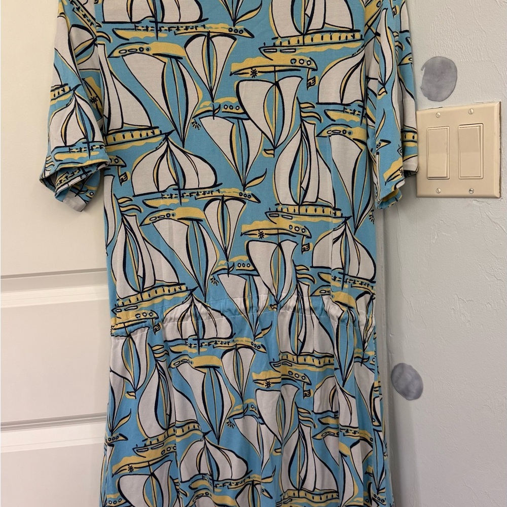 Lilly Pulitzer Blue and Yellow Sailboat-Print Dress